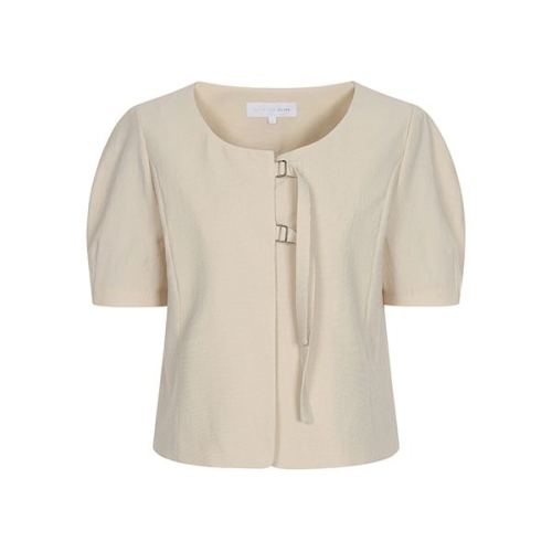 올리브데올리브 금속 여밈 스트랩 포인트 라운드 넥 자켓 OW5MJ4270