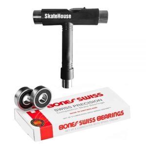 본즈  Swiss 스케이트보드 베어링 8팩 도구 포함 번들 114443