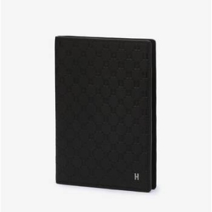 헤지스 남성 블랙 로고패턴 소가죽 여권지갑 HJHO5F827BK