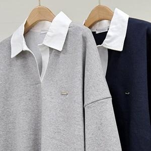 셀러허브 패션 더블엠카라배색맨투맨 410T044S 빅사이즈 여성의류