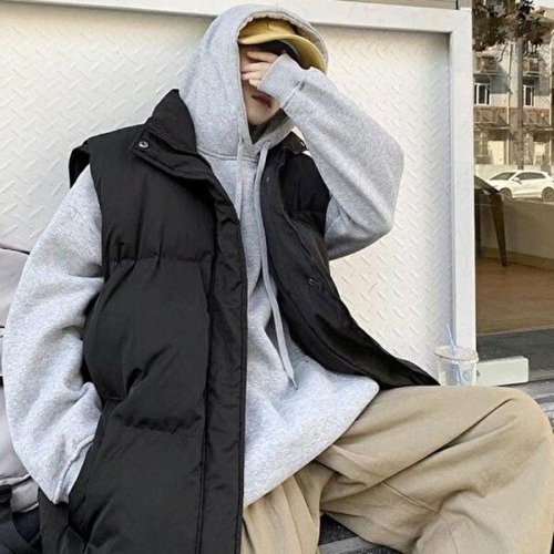 셀러허브 JHQS8XXO_4B남성 오버핏 넉넉한핏패딩조끼 패딩 교복
