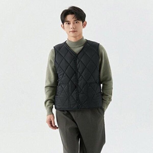 셀러허브 JHQS8ZYF_4B남성 봄조끼 마른모패턴 패션 보온조끼