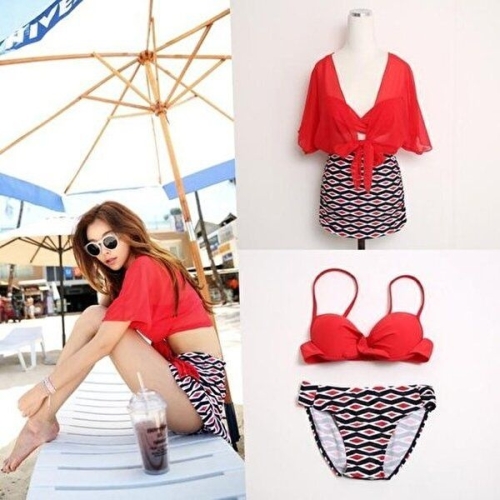 셀러허브  JHP8PQQ3_53DR 커버업포함 세트 꼬임브라 비키니