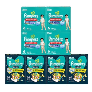 팸퍼스 2025 낮밤패키지 6단계 (베이비드라이 4팩+통잠팬티 4팩)