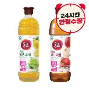 청정원 홍초 저당 레몬라임 1.5L + 저당 레드애플 1.5L