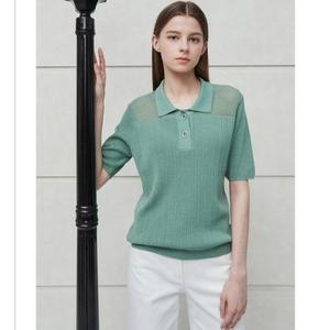 더아이잗 메시 배색 린넨 칼라 풀오버 니트 IN7A1PO20A