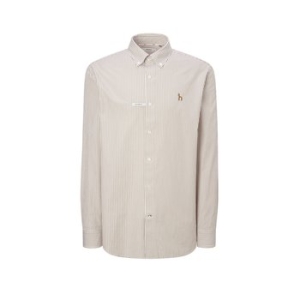 베이지 스트라이프 면혼방 긴팔캐주얼셔츠 WHSH4C333I2