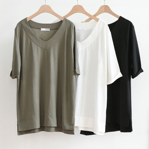 나야홍 빅사이즈브이넥티 E280L505 아이스브이라인반팔티 IR