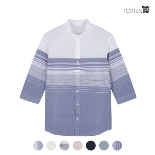 탑텐 남성 쿨코튼 밴드카라 7부 셔츠_MSB2WC1211