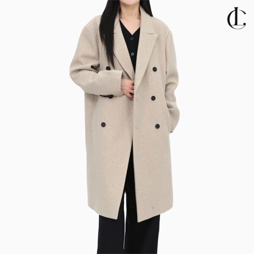 엘케이트 여성 더블코트 울 자켓 롱 모직코트 베이직 룩 LELI002