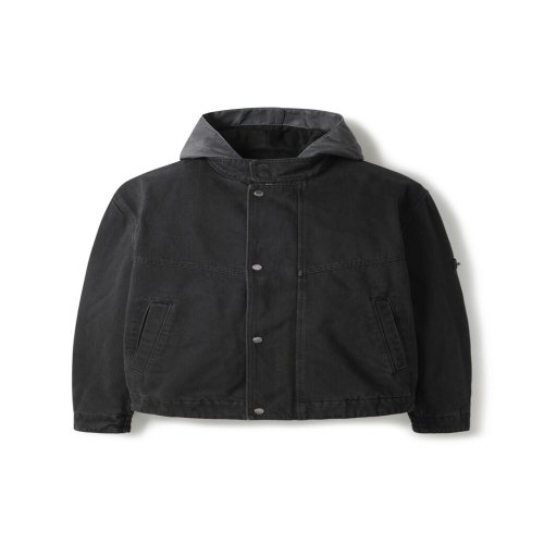시리즈 우븐 후드 블랙 데님 점퍼_SAUAW24031BKX