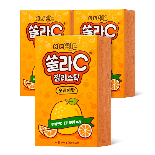 고려은단 비타민C 쏠라C 젤리스틱 오렌지맛 14포