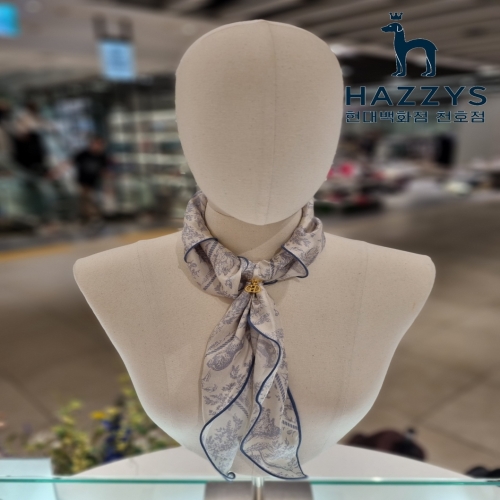 헤지스 블루 패턴 실크 스카프 HISC5F332B1