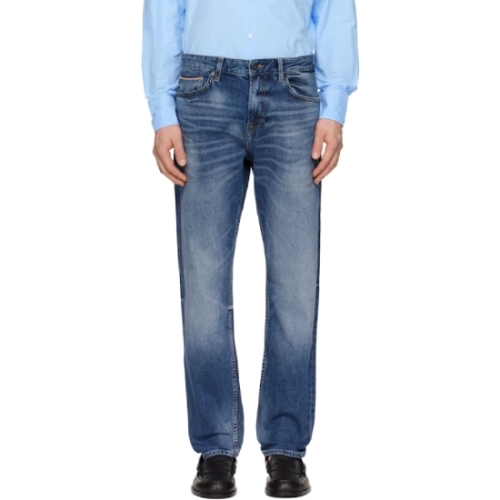 보스 청바지 네이비 메인 레귤러 핏 셀비지 데님 진 252085M186004