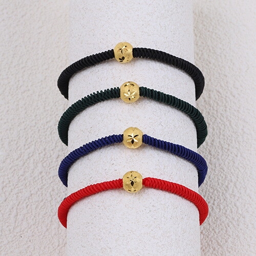 혼골드모아 골드모아 순금 [컷팅 꽃볼 매듭끈] 팔찌 1.87g