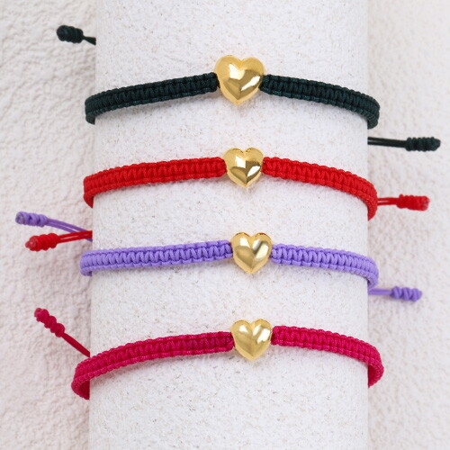 혼골드모아 골드모아 순금 [통통 하트 매듭끈] 팔찌 1.87g