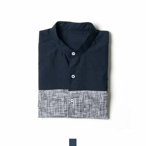 파파브로 네이비배색 남자반팔정장셔츠 DMG-TSH-Q4263745