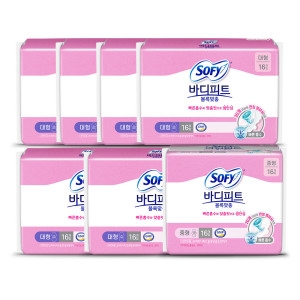 쏘피 바디피트 볼록맞춤 대형 16개 6팩(96개) + 바디피트 볼록맞춤 중형 16개 1팩(16개)