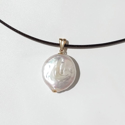 에버링  14K 금 바로크 진주 실키 목걸이 콜로세움_NPHA4505