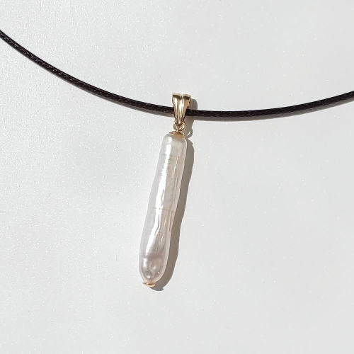 에버링  14K 금 바로크 진주 실키 목걸이 주상절리_NPHA4504