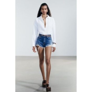 자라 우먼 하이 웨스트 CURVED 데님 쇼츠 반바지 네이비 블루 3607/002/401 447916