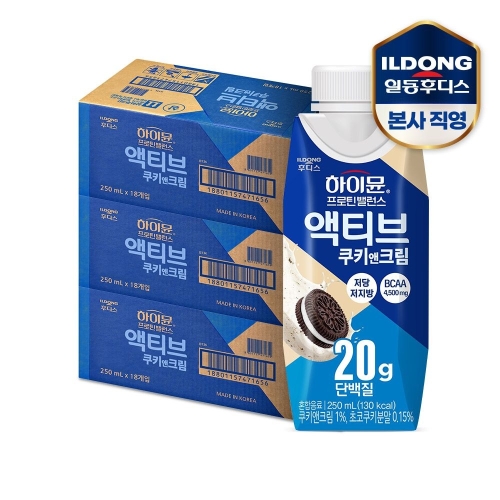 일동후디스 하이뮨 프로틴 밸런스 액티브 쿠키앤크림 250ml