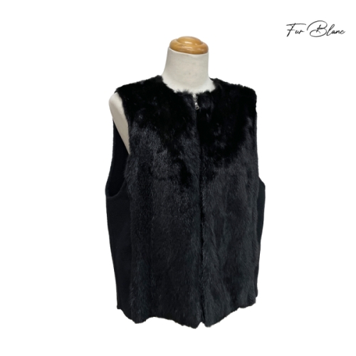 퍼블랑 놈코어 밍크 퍼 후드 탈부착 베스트 조끼_FB3WVF100