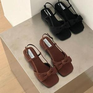 셀러허브 짝꿍닷컴 빈티지 스웨이드 2컬러 리본 샌들 RJ-w6218 S35401477
