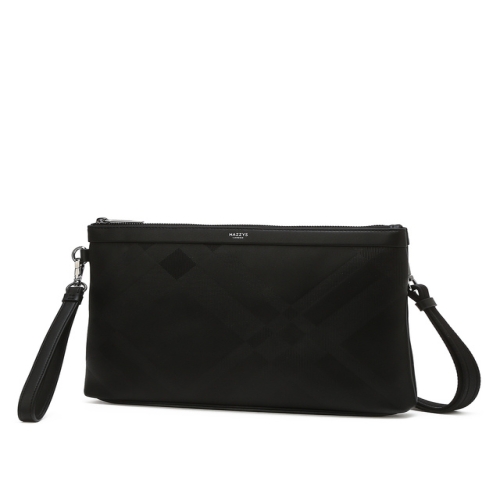 헤지스 블랙 로고프린트 가죽 크로스백_WUHO4F175BK