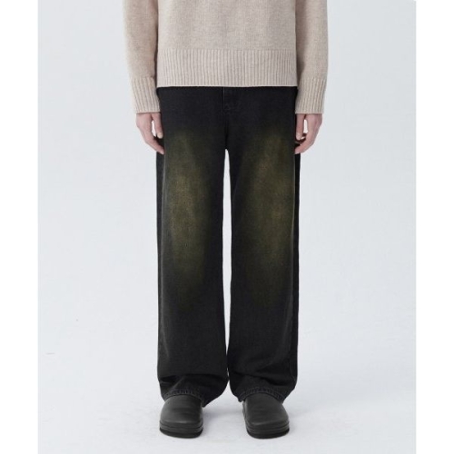 트릴리온 바이오스톤 워싱 와이드 데님 팬츠 BEIGE BLACK 235000