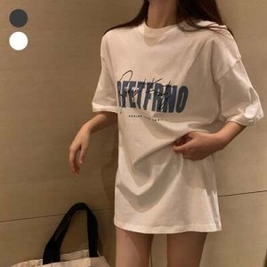 ERQ 셀럽하우스 여름 PZJD6592 티셔츠 영문 프린팅 여자 빈티지 반팔티 583093_n613_1_WFHM