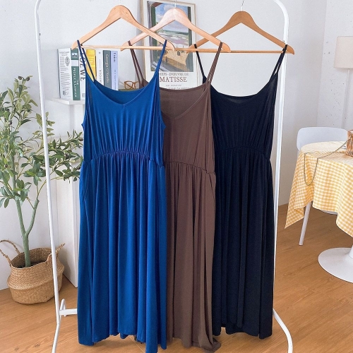 아이우먼 빅사이즈민소매원피스 U687L506 허리밴딩V끈나시원피스 RA