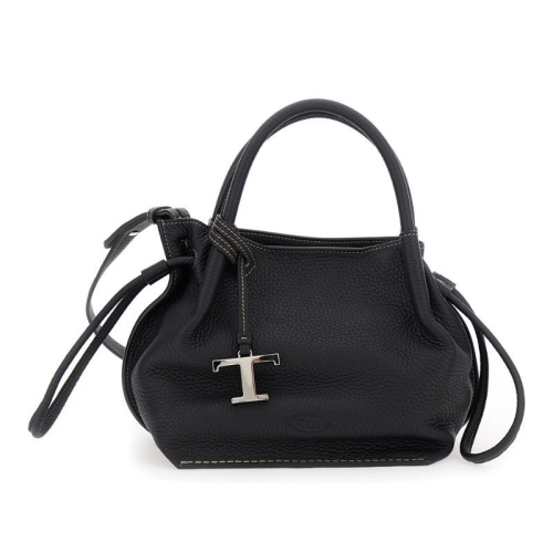 토즈 블랙 페블드 가죽 T 타임리스 참 토트백 XBWBUZS9200WNT B