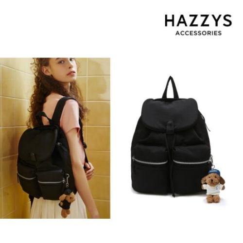 헤지스 ACC PUPPY 블랙 나일론 투웨이 여성 백팩M 키링SET_HIBA5FH03BK