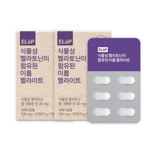 이롭코퍼레이션 식물성 멜라토닌이 함유된 이롭 멜라이트 500mg 30정
