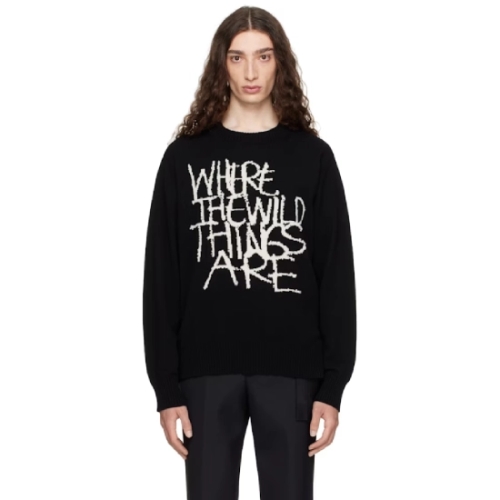 사카이 티셔츠 블랙 웨어 더 와일드 띵스 아 울 스웨터 252445M201002