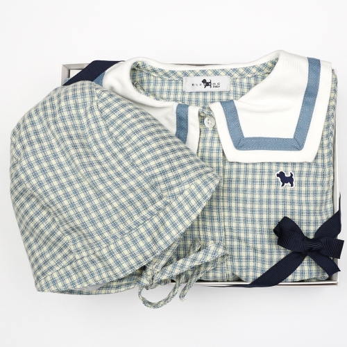 블루독베이비 hu 25.FW MN 빅카라체크바디수트 45A13-604-06 우주복 바디수트 보넷세트 외출슈트 선물