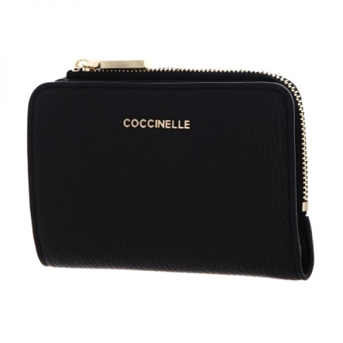 코치 넬레 Coccinelle 메탈릭 소프트 지갑 그레인 가죽 누아르 월렛 445041