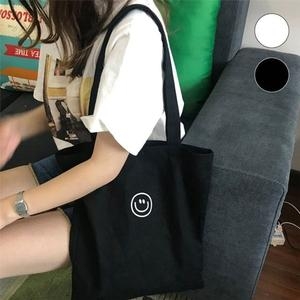 스마일 에코백 심플 패션 캔버스 패브릭 숄더백 가방 WFI4I6K