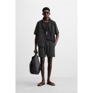 자라 숏 쇼트 레귤러 핏 버뮤다 쇼츠 반바지 블랙 2675402800 490676