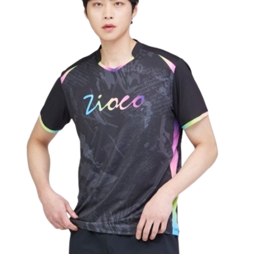 환스포츠 지오코 파스텔라인 반팔 티셔츠 탁구복 경기복 반팔티 탁구유니폼 블랙 AHT-1047 남