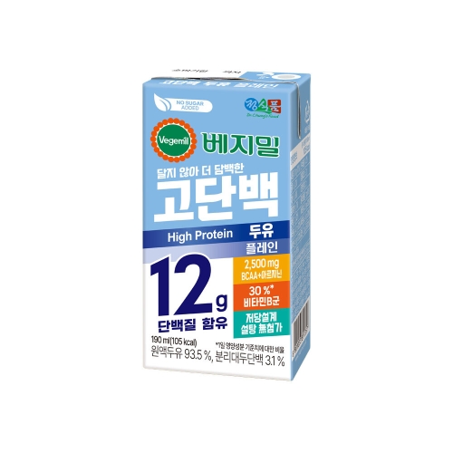 베지밀 고단백 두유 플레인 190ml