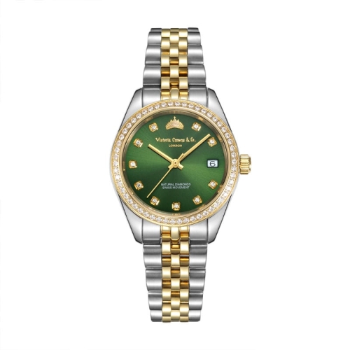 빅토리아 크라운 크라운 크라운 로얄그린 골드 여성 워치 VC2401F