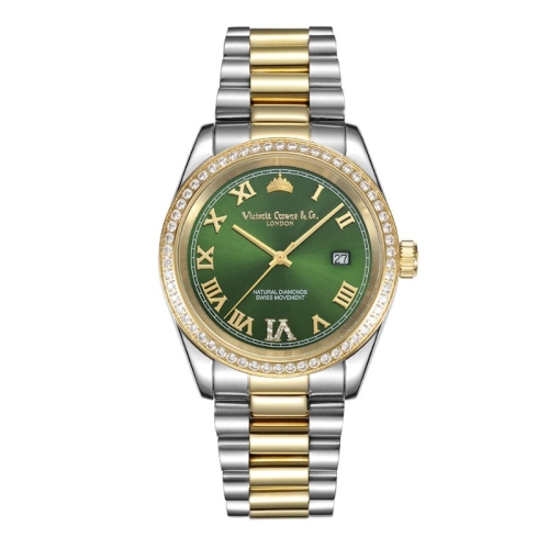 빅토리아 크라운 크라운 크라운 로얄그린 골드 남성 워치 VC2401G