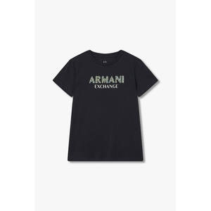아르마니익스체인지 여성 트윙클 큐빅 로고 티셔츠 블랙 270703