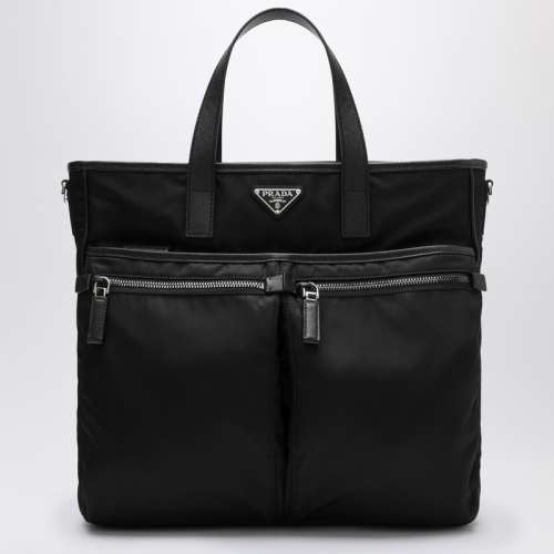 프라다 블랙 리사이클 나일론 사피아노 쇼핑백 2VG860XON2DMH F