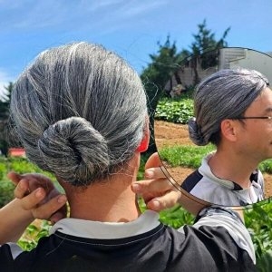 셀러허브 JHQR5924_4B 가발 백발 마롱 할머니 분장용 촌캉스