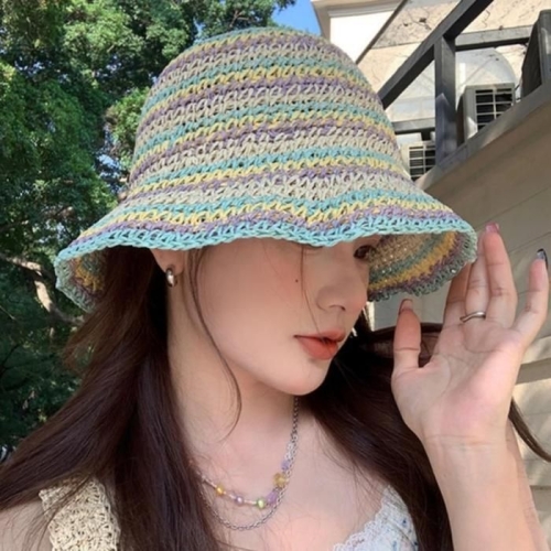 라일리 Rly 여름 햇빛차단 컬러 밀짚 버킷햇 바캉스 모자 37329371