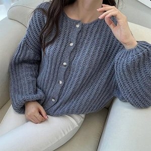 셀러허브 패션 JHQS8XXR_4B 여성 꽈베기니트 오버핏 니트가디건