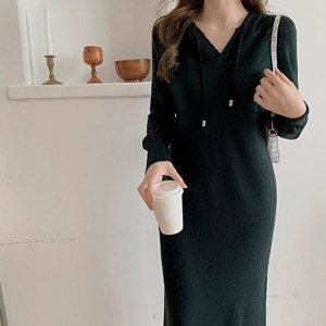 셀러허브 패션 JHQS8XYR_4B 가을 겨울 우아한원피스 데일리 후드 원피스